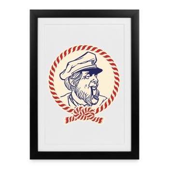 Nautic Design Captain Sailor Portrait Rope Border - Framed poster (27 × 37 cm) - black - Front