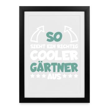Jardinier vraiment cool drôle dire cadeau - Affiche encadrée (27 × 37 cm) - noir - Devant