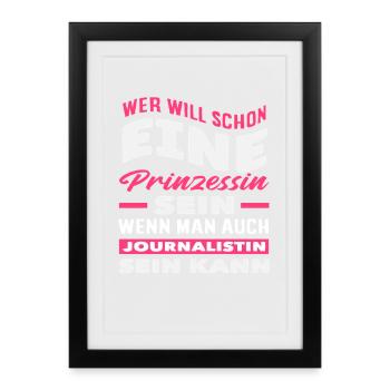 Qui veut Princess Reporter Journaliste - Affiche encadrée (27 × 37 cm) - noir - Devant
