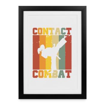 Silhouette d’une femme karaté – Combat Contact - Affiche encadrée (27 × 37 cm) - noir - Devant