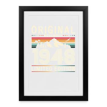 77e anniversaire Original Novembre Né en 1948 - Affiche encadrée (27 × 37 cm) - noir - Devant