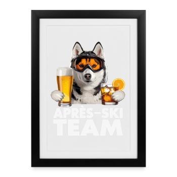 Après-Ski Team Husky Graphic - Framed poster (27 × 37 cm) - black - Front