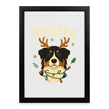 Mignon berger australien Noël Design - Affiche encadrée (27 × 37 cm) - noir - Devant