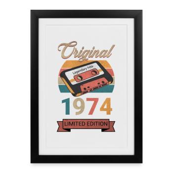 Original 1974 Édition Limitée Cadeau d’Anniversaire - Affiche encadrée (27 × 37 cm) - noir - Devant
