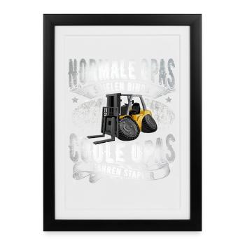 Conducteur de chariot élévateur Papi - Affiche encadrée (27 × 37 cm) - noir - Devant