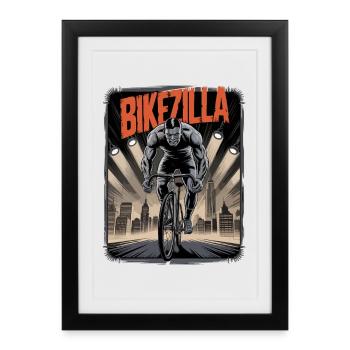 Bikezilla – Affiche Retro Monster Bike des années 1950 - Affiche encadrée (27 × 37 cm) - noir - Devant