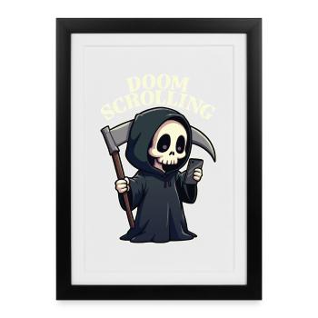 Doom Scrolling - Framed poster (27 × 37 cm) - black - Front