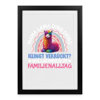 MAMA LLAMA DING DONG A L’AIR FOU Drôle - Affiche encadrée (27 × 37 cm) - noir - Devant