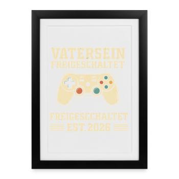Bientôt papa PAPA DÉBLOQUÉ EST 2026 DRÔLE - Affiche encadrée (27 × 37 cm) - noir - Devant