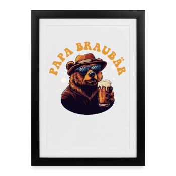 Soon DAD BROWN BEAR Father BROWN BEAR Fatherhood Funny - Framed poster (27 × 37 cm) - black - Front