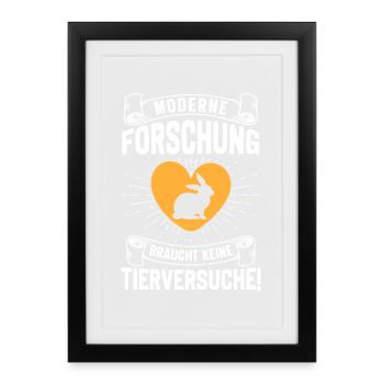 Animal welfare MODERN RESEARCH DOES NOT NEED - Framed poster (27 × 37 cm) - black - Front