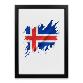 Iceland flag, torn style - Framed poster (27 × 37 cm) - black - Front