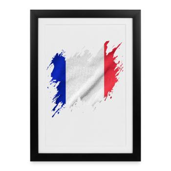 Flag of France, torn style - Framed poster (27 × 37 cm) - black - Front