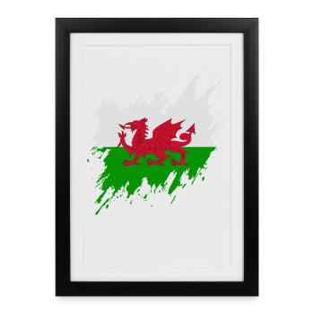 Flag of Wales, torn style - Framed poster (27 × 37 cm) - black - Front