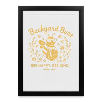Jardin Buzz Bee Abeille Heureuse Enfant - Affiche encadrée (27 × 37 cm) - noir - Devant