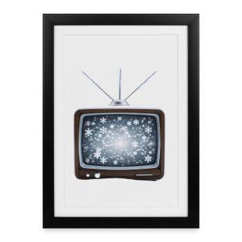 Winter Retro TV Snowflakes - Framed poster (27 × 37 cm) - black - Front