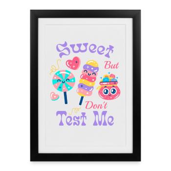 Idée cadeau de bonbons amusante pour les fans de collations - Affiche encadrée (27 × 37 cm) - noir - Devant