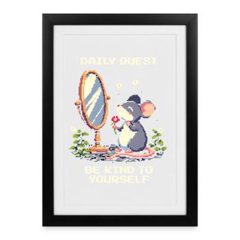 Daily Quest: Be Good to Yourself | Self-love, mindset - Framed poster (27 × 37 cm) - black - Front