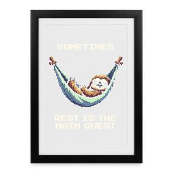 Sometimes Resting Is the Main Quest | Balance - Framed poster (27 × 37 cm) - black - Front