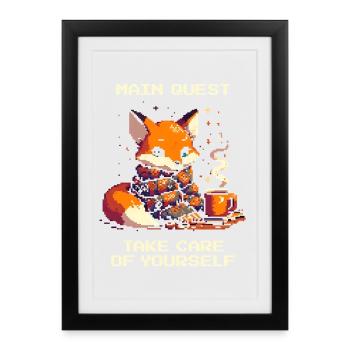 Main Quest: Take Care of Yourself | Self-care - Framed poster (27 × 37 cm) - black - Front