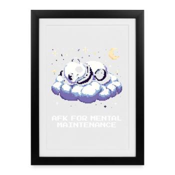 AFK pour le maintien mental | Prendre soin de soi, pause - Affiche encadrée (27 × 37 cm) - noir - Devant