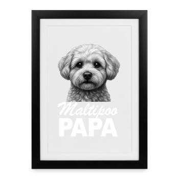 Maltipoo Papa - Gerahmtes Poster (27 × 37 cm) - Schwarz - Vorne