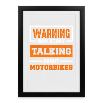 Warnung Motorradgespräche Starten - Gerahmtes Poster (27 × 37 cm) - Schwarz - Vorne