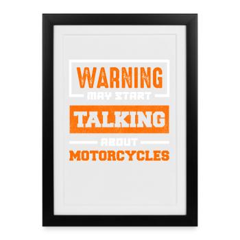 Avertissement : Parlons de motos - Affiche encadrée (27 × 37 cm) - noir - Devant
