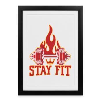 Fitness Motivation Bodybuilder Rester en forme - Affiche encadrée (27 × 37 cm) - noir - Devant
