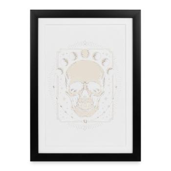 Crâne gothique avec phases de lune Design mystique - Affiche encadrée (27 × 37 cm) - noir - Devant
