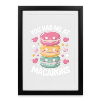 Macaron Desserts Français - Affiche encadrée (27 × 37 cm) - noir - Devant