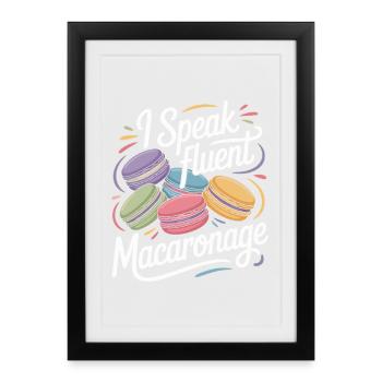Macaron Desserts Français - Affiche encadrée (27 × 37 cm) - noir - Devant