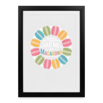Macaron Desserts Français - Affiche encadrée (27 × 37 cm) - noir - Devant