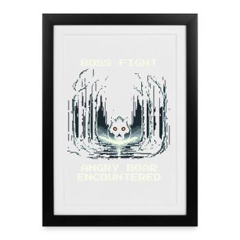 Bosskampf Wildschwein | Wald Bushcraft Jäger - Framed poster (27 × 37 cm) - black - Front