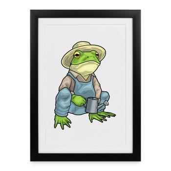 Frog Farmer Abreuvoir Farm - Affiche encadrée (27 × 37 cm) - noir - Devant