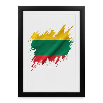 Lithuanian flag, torn style - Framed poster (27 × 37 cm) - black - Front