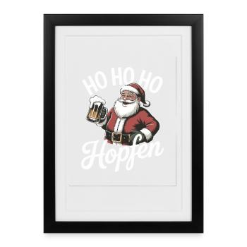 Nikolaus Ho Ho Hopfen Lustiges Bier Weihnachten - Gerahmtes Poster (27 × 37 cm) - Schwarz - Vorne