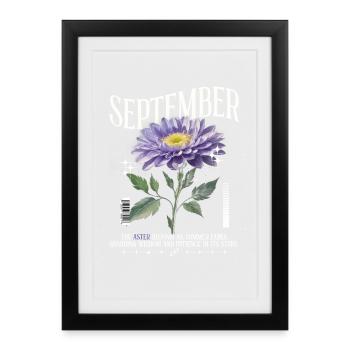 Birth Flowers Birth Flower September Aster - Framed poster (27 × 37 cm) - black - Front