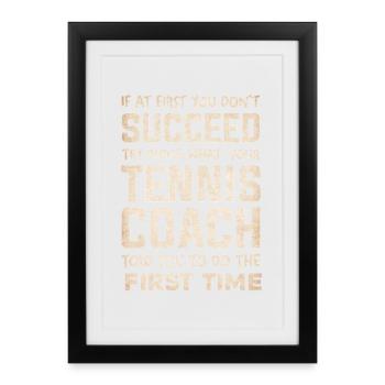Entraîneur de tennis citation humour chemise - Affiche encadrée (27 × 37 cm) - noir - Devant