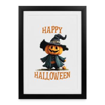 Kuerbishexe - Joyeux Halloween - Affiche encadrée (27 × 37 cm) - noir - Devant