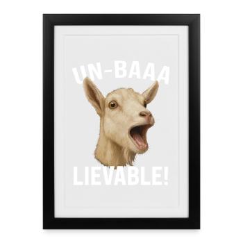 Chèvre Élevage Chèvre Agriculteur Chèvre Bouche Ouverte - Affiche encadrée (27 × 37 cm) - noir - Devant