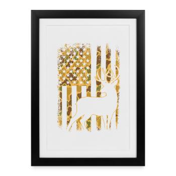 Camo US Flag Deer Hunting Outdoor Pride - Framed poster (27 × 37 cm) - black - Front