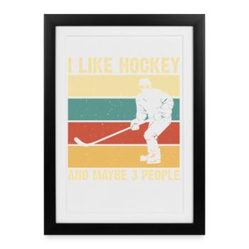 Hockey Hockey sur glace Cadeau pour joueur de hockey sur glace - Affiche encadrée (27 × 37 cm) - noir - Devant