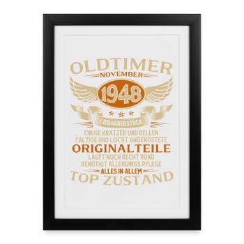 77th Birthday Gift Vintage Car November 1948 - Framed poster (27 × 37 cm) - black - Front
