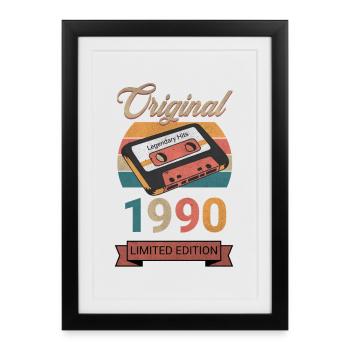Cadeau d’anniversaire original en édition limitée des années 1990 - Affiche encadrée (27 × 37 cm) - noir - Devant