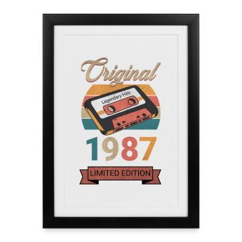 Original 1987 Édition Limitée Cadeau d’Anniversaire - Affiche encadrée (27 × 37 cm) - noir - Devant