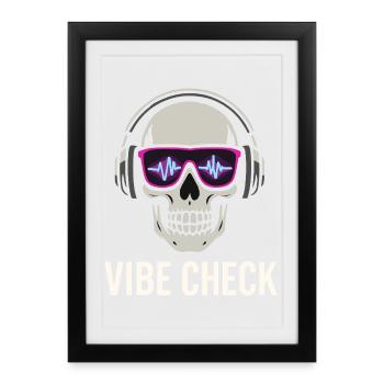 Crâne Neon Vibe Check – Skull Edition - Affiche encadrée (27 × 37 cm) - noir - Devant
