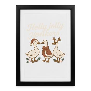Oie de Noël Holly Jolly Honkers - Affiche encadrée (27 × 37 cm) - noir - Devant
