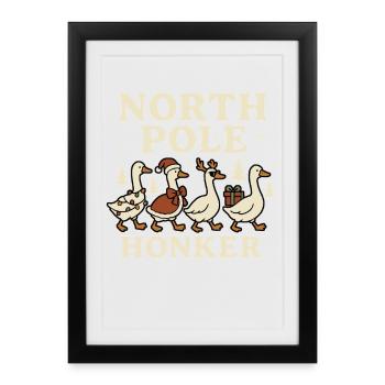 Oie Noël Drôle Père Noël Pôle Nord Honker - Affiche encadrée (27 × 37 cm) - noir - Devant