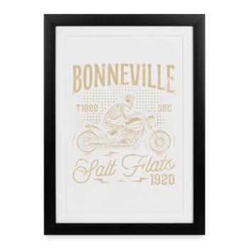 Bonneville Salt Flats Moto Anniversaire 1920 - Affiche encadrée (27 × 37 cm) - noir - Devant